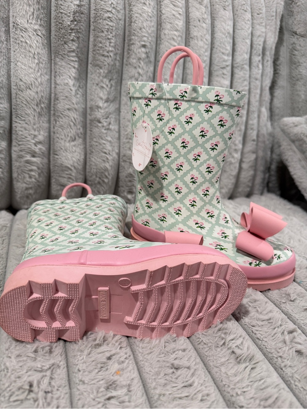 New Size 11 SweetHoney Sky Blue Petite Four Rain Boots